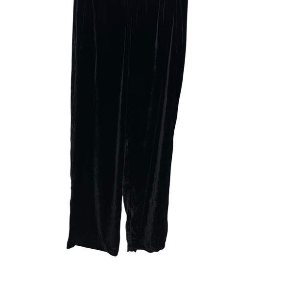 Wide leg Black velour pants Velvet by Graham & Spencer medium M new nwt elastic - Picture 2 of 7